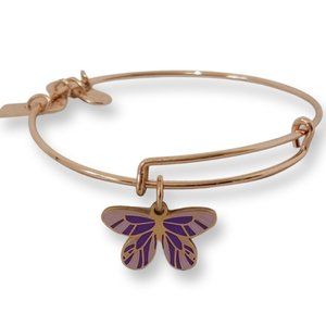 Alex & Ani Rose Gold Tone Purple Butterfly Bracelet